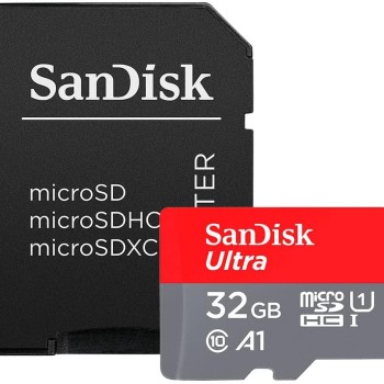 SanDisk 32GB Ultra microSDHC UHS-I Memory Card with Adapter - 98MB/s, C10, U1, Full HD, A1, Micro SD Card - SDSQUAR-032G-GN6MA