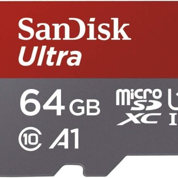 SanDisk 64GB Ultra MicroSDXC UHS-I Memory Card with Adapter - 100MB/s, C10, U1, Full HD, A1, Micro SD Card - SDSQUAR-064G-GN6MA