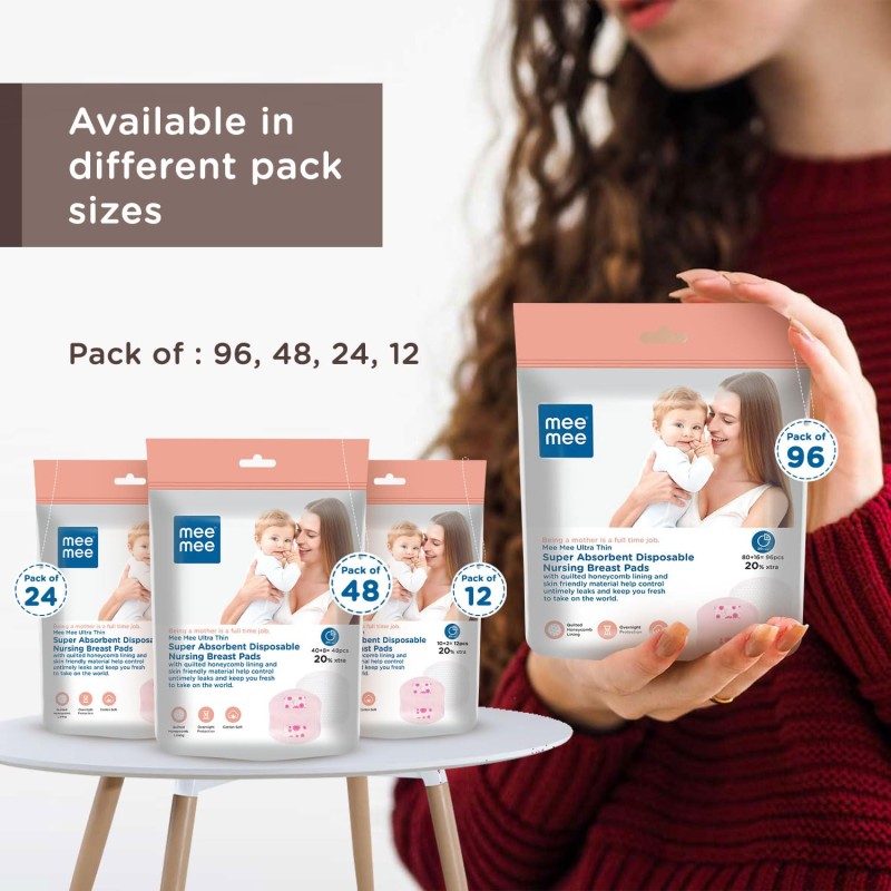 Mee Mee Disposable Nursing Breast Pads 48 Pcs | Ultra Thin Honeycomb Nursing Breast Pads with Leak Guard | Super Absorbent, Soft Cotton Maternity Pads | Compact & Discreet Mee Mee Disposable Nursing Breast Pads 48 Pcs | Ultra Thin Honeycomb Nursing Breast Pads with Leak Guard | Super Absorbent, Soft Cotton Maternity Pads | Compact & Discreet