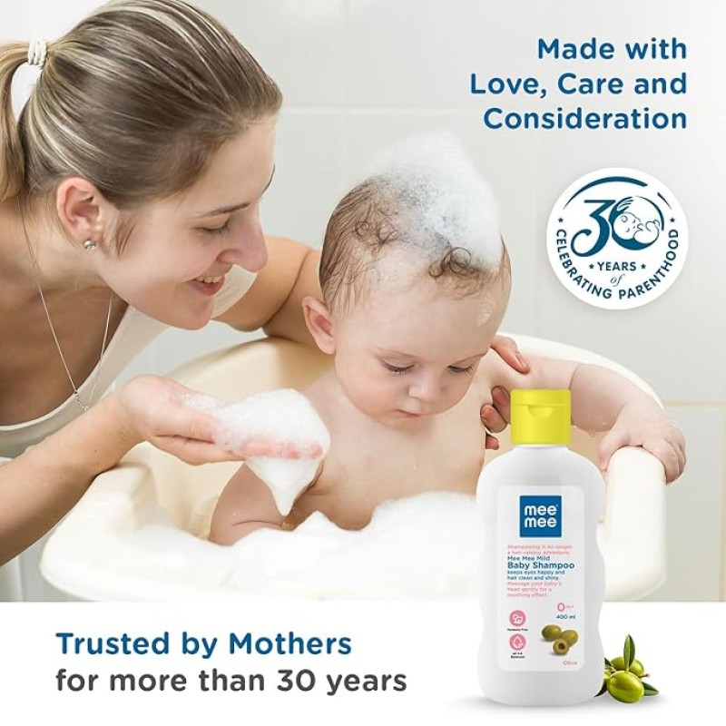 Mee Mee Gentle Baby Shampoo 400ml | For Daily Moisturizing Enriched with Olive Extracts | Tear-Free Formula Nourishes, Soothes, & Protects Sensitive Skin | Hypoallergenic, Sulfate and Paraben-Free | Skin Friendly PH Mee Mee Gentle Baby Shampoo 400ml | For Daily Moisturizing Enriched with Olive Extracts | Tear-Free Formula Nourishes, Soothes, & Protects Sensitive Skin | Hypoallergenic, Sulfate and Paraben-Free | Skin Friendly PH