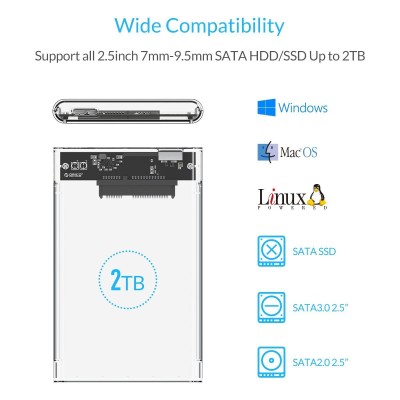 ORICO 2. 5 inch Transparent USB3. 0 Hard Drive Enclosure (2139U3) ORICO 2. 5 inch Transparent USB3. 0 Hard Drive Enclosure (2139U3)