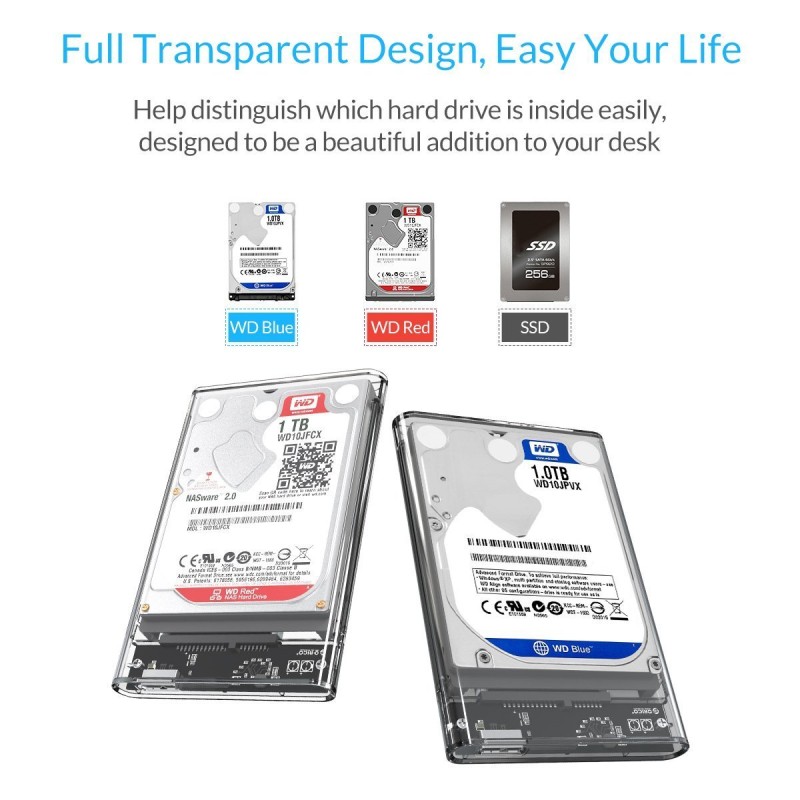 ORICO 2. 5 inch Transparent USB3. 0 Hard Drive Enclosure (2139U3) ORICO 2. 5 inch Transparent USB3. 0 Hard Drive Enclosure (2139U3)