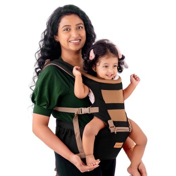 LuvLap Royal Hip Seat Baby Carrier with 4 Carry Positions, Baby Carrier with Hip seat for 6 to 24 Months Baby, Adjustable New-Born to Toddler Carrier, Max Weight Up to 15 Kgs (Black)