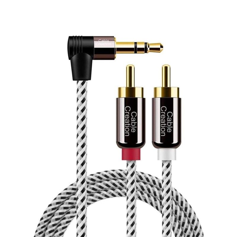 CableCreation 3.5mm to RCA Cable, 3 Feet Angle 3.5mm Male to 2RCA Male Auxiliary Stereo Audio Y Splitter Gold-Plated for Smartphones, MP3, Tablets, Speakers,Home Theater,HDTV,0.9M CableCreation 3.5mm to RCA Cable, 3 Feet Angle 3.5mm Male to 2RCA Male Auxiliary Stereo Audio Y Splitter Gold-Plated for Smartphones, MP3, Tablets, Speakers,Home Theater,HDTV,0.9M