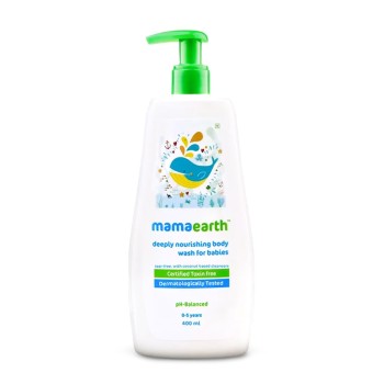Mamaearth Deeply Nourishing Body Wash For Babies - 400ml | Infused with Coconut Oil, Orange Essential Oil & Aloe Vera Extract | Deeply Nourishing, Tear-Free Cleanser