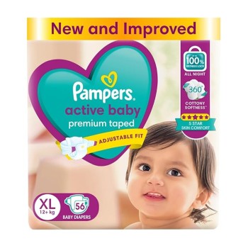 Pampers Active Baby Diapers, Extra Large (56 Count)