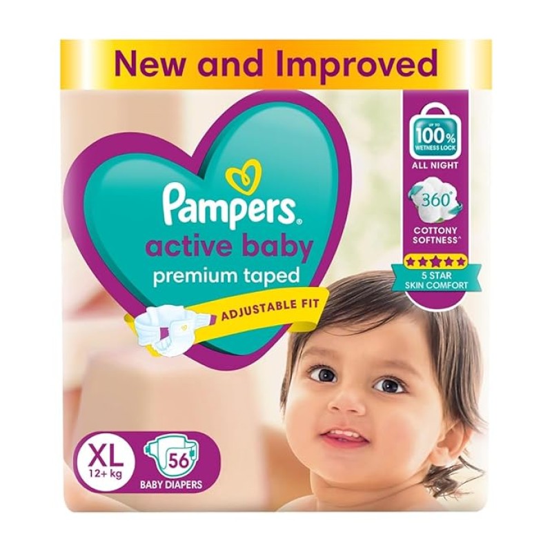 Pampers Active Baby Diapers, Extra Large (56 Count) Pampers Active Baby Diapers, Extra Large (56 Count)
