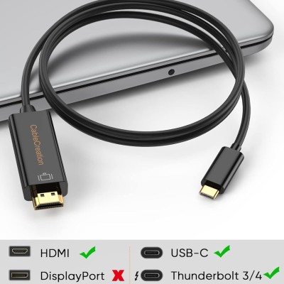 CableCreation Usb Type C To Hdmi 4K 30Hz, Thunderbolt 3/4 Compatible For Galaxy S22/S20, Macbook Pro/Air, Ipad Pro 2021/2020, Surface Book 2 (Black 3Ft)