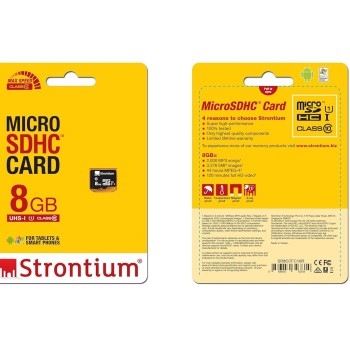 Strontium MicroSD Class 10-8GB Memory Card (Black)