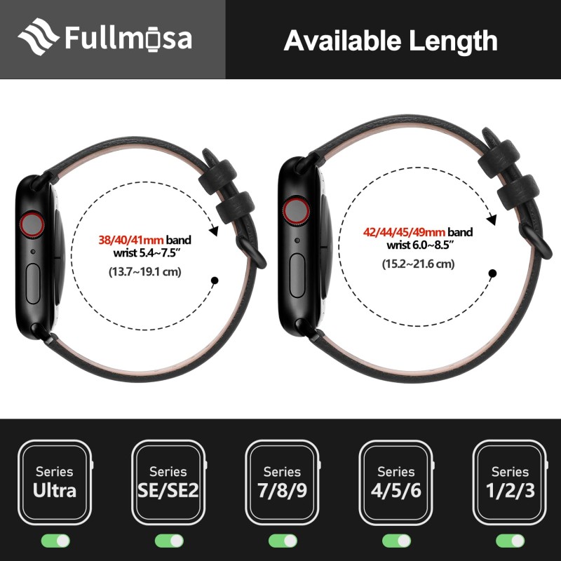 Fullmosa Leather Band Compatible with Apple Watch 49mm 45mm 44mm 42mm 38mm 40mm 41mm Women Men Band Strap for iWatch SE2/SE/Ultra 49mm/8/7/6/5/4/3/2/1,42mm 44mm 45mm 49mm Black Fullmosa Leather Band Compatible with Apple Watch 49mm 45mm 44mm 42mm 38mm 40mm 41mm Women Men Band Strap for iWatch SE2/SE/Ultra 49mm/8/7/6/5/4/3/2/1,42mm 44mm 45mm 49mm Black
