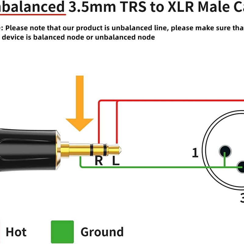 CableCreation 3.5mm to XLR, 6 Feet 3.5mm (1/8 Inch) TRS Stereo Male to XLR Male Cable Compatible with iPhone, iPod, Tablet, Laptop and More, Black CableCreation 3.5mm to XLR, 6 Feet 3.5mm (1/8 Inch) TRS Stereo Male to XLR Male Cable Compatible with iPhone, iPod, Tablet, Laptop and More, Black