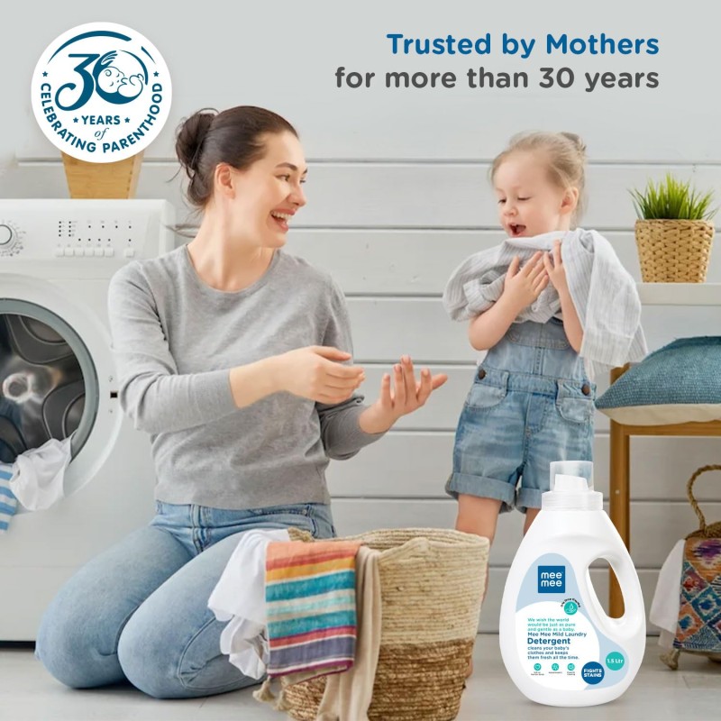 Mee Mee Baby Liquid Detergent 1.5 L | Ph balanced, Free from Harsh Chemicals, Safe for mother's hands & baby's skin | Anti-Bacterial, Removes Stains & Odor with One Drop, Hypoallergenic Mee Mee Baby Liquid Detergent 1.5 L | Ph balanced, Free from Harsh Chemicals, Safe for mother's hands & baby's skin | Anti-Bacterial, Removes Stains & Odor with One Drop, Hypoallergenic