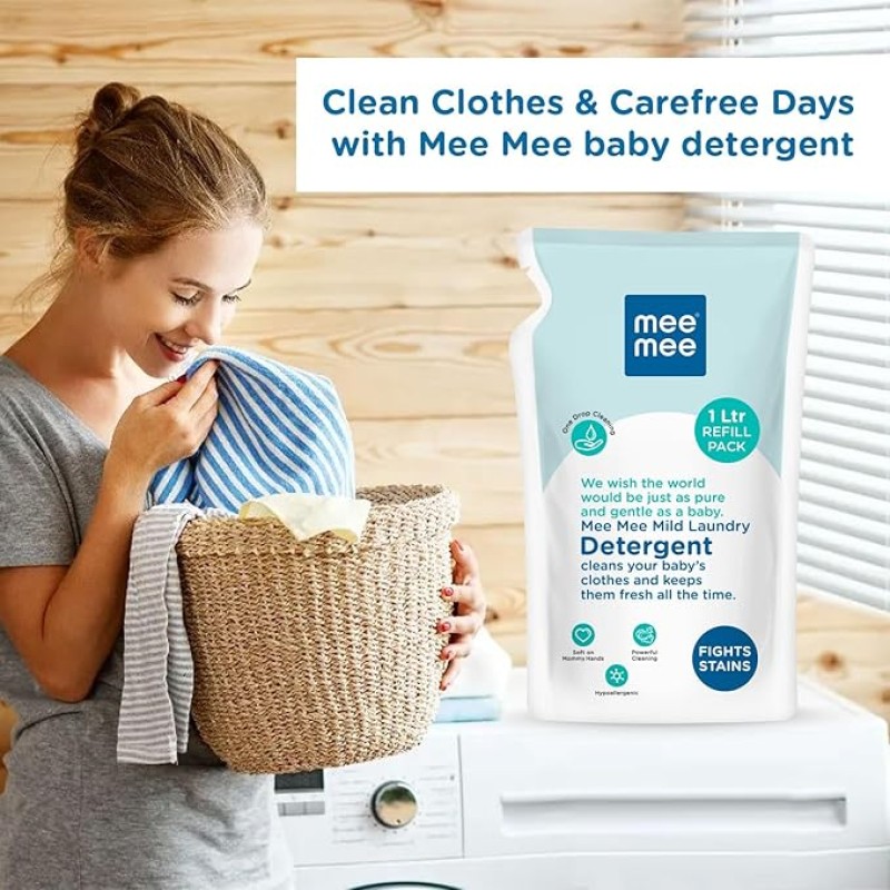 Mee Mee Baby Liquid Detergent 1 L | Ph balanced, Free from Harsh Chemicals, Safe for mother's hands & baby's skin | Anti-Bacterial, Removes Stains & Odor with One Drop, Hypoallergenic Mee Mee Baby Liquid Detergent 1 L | Ph balanced, Free from Harsh Chemicals, Safe for mother's hands & baby's skin | Anti-Bacterial, Removes Stains & Odor with One Drop, Hypoallergenic