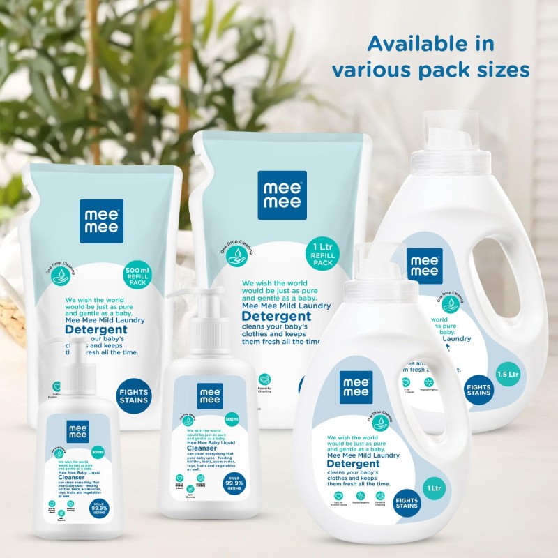 Mee Mee Baby Liquid Detergent 1 L | Ph balanced, Free from Harsh Chemicals, Safe for mother's hands & baby's skin | Anti-Bacterial, Removes Stains & Odor with One Drop, Hypoallergenic Mee Mee Baby Liquid Detergent 1 L | Ph balanced, Free from Harsh Chemicals, Safe for mother's hands & baby's skin | Anti-Bacterial, Removes Stains & Odor with One Drop, Hypoallergenic