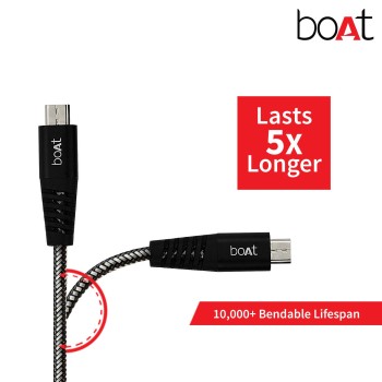 BoAt Rugged V3 Extra Tough Unbreakable Braided Micro Usb Cable 1.5 Meter (Black) BoAt Rugged V3 Extra Tough Unbreakable Braided Micro Usb Cable 1.5 Meter (Black)