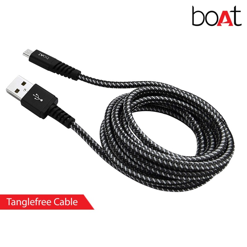 BoAt Rugged V3 Extra Tough Unbreakable Braided Micro Usb Cable 1.5 Meter (Black) BoAt Rugged V3 Extra Tough Unbreakable Braided Micro Usb Cable 1.5 Meter (Black)