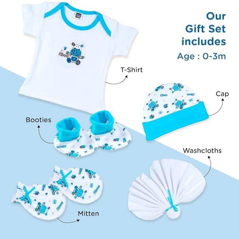 Mee Mee New Born Baby Gift Set | Soft Cotton Clothing Essentials for Infants/Baby Girls, Boys | Baby Shower Clothing Hamper (5 Pieces, Blue)| Ideal Gift for New Born Baby Mee Mee New Born Baby Gift Set | Soft Cotton Clothing Essentials for Infants/Baby Girls, Boys | Baby Shower Clothing Hamper (5 Pieces, Blue)| Ideal Gift for New Born Baby