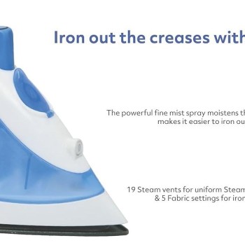 USHA Steam Pro SI 3713, 1300 W Steam Iron, Powerful Steam Output Up to 18 G/Min, Non-Stick Soleplate (White & Blue), 1300 Watts USHA Steam Pro SI 3713, 1300 W Steam Iron, Powerful Steam Output Up to 18 G/Min, Non-Stick Soleplate (White & Blue), 1300 Watts
