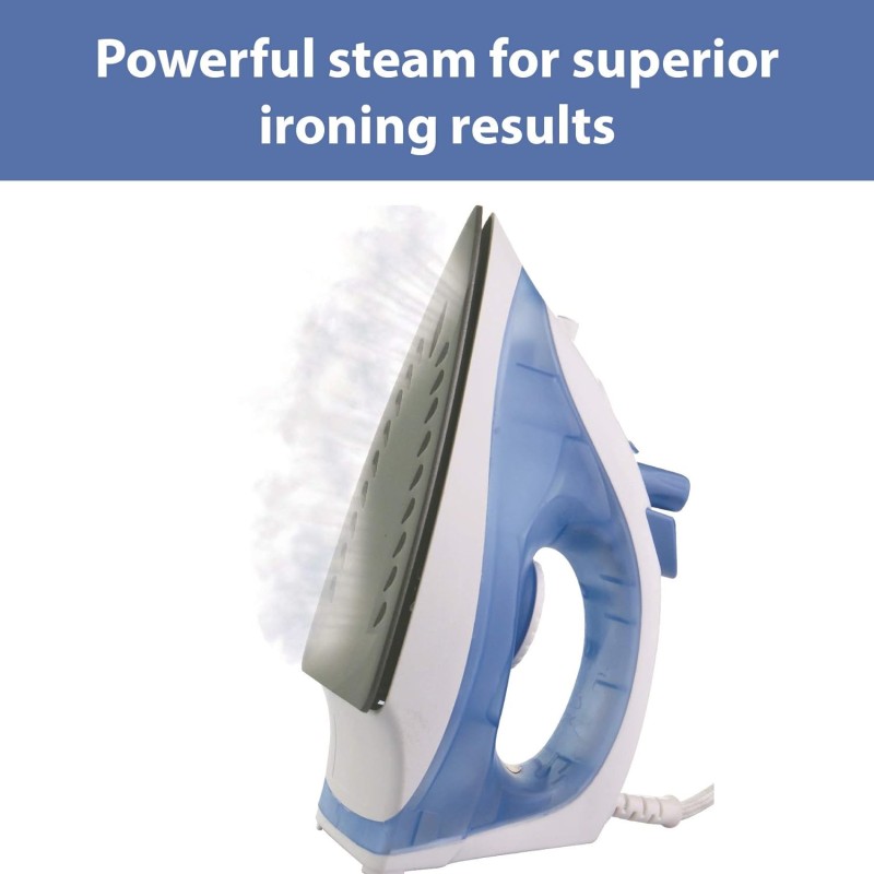 USHA Steam Pro SI 3713, 1300 W Steam Iron, Powerful Steam Output Up to 18 G/Min, Non-Stick Soleplate (White & Blue), 1300 Watts USHA Steam Pro SI 3713, 1300 W Steam Iron, Powerful Steam Output Up to 18 G/Min, Non-Stick Soleplate (White & Blue), 1300 Watts