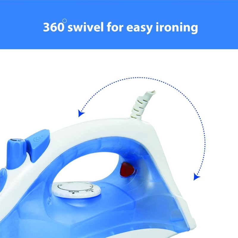 USHA Steam Pro SI 3713, 1300 W Steam Iron, Powerful Steam Output Up to 18 G/Min, Non-Stick Soleplate (White & Blue), 1300 Watts USHA Steam Pro SI 3713, 1300 W Steam Iron, Powerful Steam Output Up to 18 G/Min, Non-Stick Soleplate (White & Blue), 1300 Watts