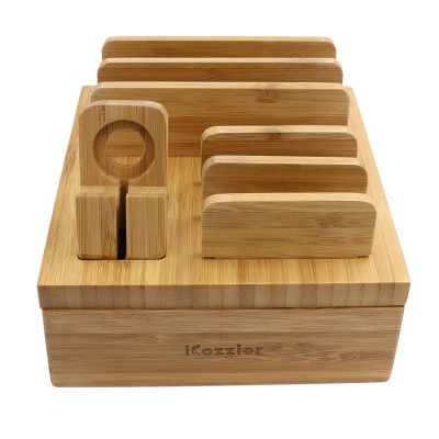 iCozzier Tabletop Bamboo 5-Slot Removable Tablet Phone Stand Holder Desktop Organizer for Apple Watch, iPhone, iPad, iWatch Stand Cord Organizer iCozzier Tabletop Bamboo 5-Slot Removable Tablet Phone Stand Holder Desktop Organizer for Apple Watch, iPhone, iPad, iWatch Stand Cord Organizer