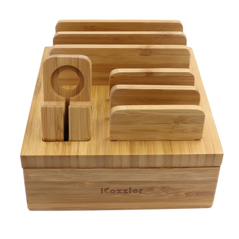 iCozzier Tabletop Bamboo 5-Slot Removable Tablet Phone Stand Holder Desktop Organizer for Apple Watch, iPhone, iPad, iWatch Stand Cord Organizer iCozzier Tabletop Bamboo 5-Slot Removable Tablet Phone Stand Holder Desktop Organizer for Apple Watch, iPhone, iPad, iWatch Stand Cord Organizer