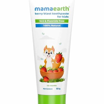 Mamaearth 100% Natural Berry Blast Kids Plaque Removal Toothpaste 50 Gm, Fluoride Free, SLS Free, No Artificial Flavours, Best for baby Mamaearth 100% Natural Berry Blast Kids Plaque Removal Toothpaste 50 Gm, Fluoride Free, SLS Free, No Artificial Flavours, Best for baby