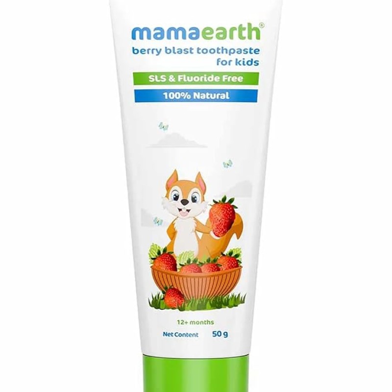 Mamaearth 100% Natural Berry Blast Kids Plaque Removal Toothpaste 50 Gm, Fluoride Free, SLS Free, No Artificial Flavours, Best for baby Mamaearth 100% Natural Berry Blast Kids Plaque Removal Toothpaste 50 Gm, Fluoride Free, SLS Free, No Artificial Flavours, Best for baby