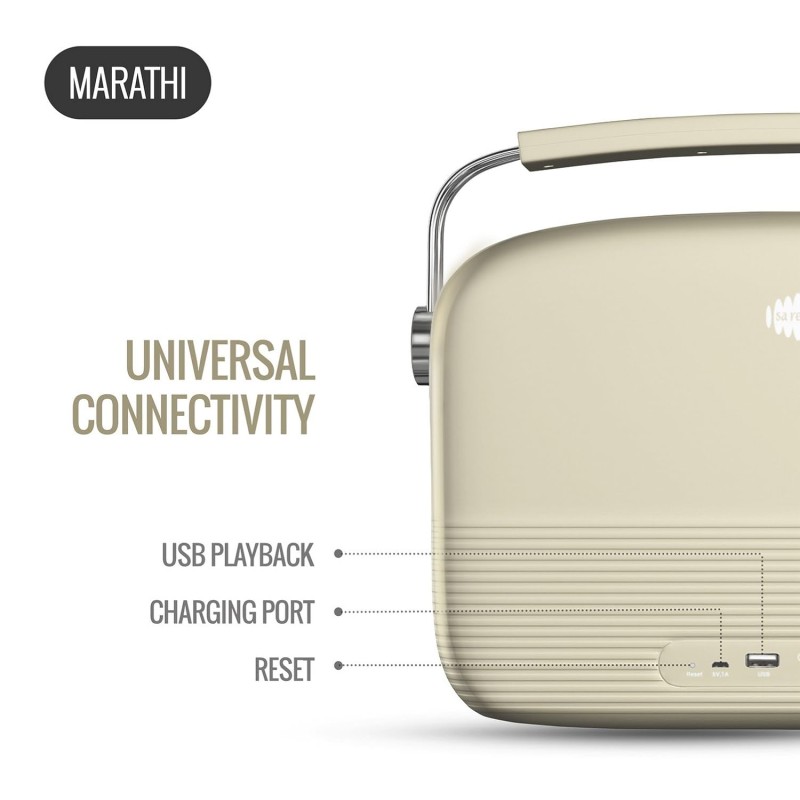Carvaan Saregama Marathi - Bookshelf Portable Music Player with 5000 Preloaded Songs, FM/BT/AUX (Porcelain White) Carvaan Saregama Marathi - Bookshelf Portable Music Player with 5000 Preloaded Songs, FM/BT/AUX (Porcelain White)