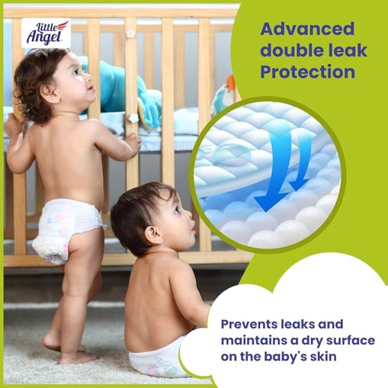 Little Angel Extra Dry Baby Pants Diaper, Large (L) Size, 48 Count, Super Absorbent Core Up to 12 Hrs. Protection, Soft Elastic Waist Grip & Wetness Indicator, Pack of 1, 8-14kg Little Angel Extra Dry Baby Pants Diaper, Large (L) Size, 48 Count, Super Absorbent Core Up to 12 Hrs. Protection, Soft Elastic Waist Grip & Wetness Indicator, Pack of 1, 8-14kg