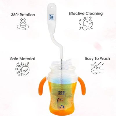 Mee Mee 360° Movable Nylon Bristle Baby Feeding Bottle & Nipple Cleaning Brush | Ergonomic Handle | Easy to Clean Bottle Corners for Narrow & Wide Neck | BPA Free Easy Hanging Storage (Dark Blue) Mee Mee 360° Movable Nylon Bristle Baby Feeding Bottle & Nipple Cleaning Brush | Ergonomic Handle | Easy to Clean Bottle Corners for Narrow & Wide Neck | BPA Free Easy Hanging Storage (Dark Blue)
