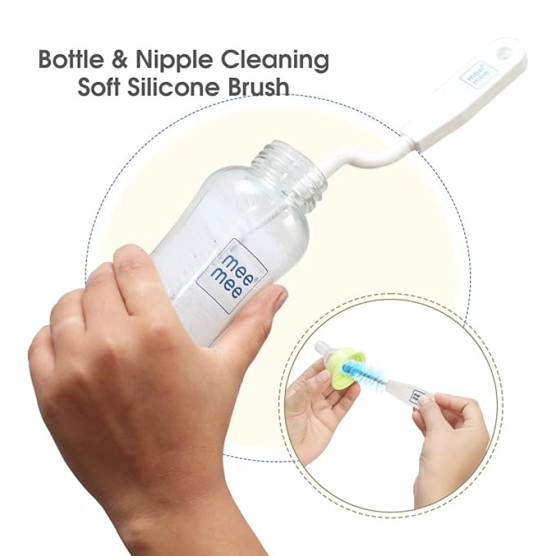 Mee Mee 360° Movable Nylon Bristle Baby Feeding Bottle & Nipple Cleaning Brush | Ergonomic Handle | Easy to Clean Bottle Corners for Narrow & Wide Neck | BPA Free Easy Hanging Storage (Dark Blue) Mee Mee 360° Movable Nylon Bristle Baby Feeding Bottle & Nipple Cleaning Brush | Ergonomic Handle | Easy to Clean Bottle Corners for Narrow & Wide Neck | BPA Free Easy Hanging Storage (Dark Blue)