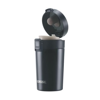 Borosil - vacuum insulated Hydra Coffeemate stainless Steel travel mug - spill proof - hot and cold_BT300BLK110_300ml Borosil - vacuum insulated Hydra Coffeemate stainless Steel travel mug - spill proof - hot and cold_BT300BLK110_300ml