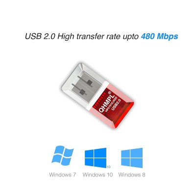 Quantum USB Card Reader for Micro SD/ TF Card, Compact and Lightweight, QHM-5570 (Red) Quantum USB Card Reader for Micro SD/ TF Card, Compact and Lightweight, QHM-5570 (Red)