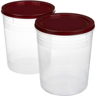 Solimo 2-Piece Kitchen Storage Container Set, 7.5 litres, Brown Lid, Plastic Solimo 2-Piece Kitchen Storage Container Set, 7.5 litres, Brown Lid, Plastic