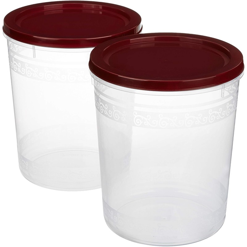 Solimo 2-Piece Kitchen Storage Container Set, 7.5 litres, Brown Lid, Plastic Solimo 2-Piece Kitchen Storage Container Set, 7.5 litres, Brown Lid, Plastic