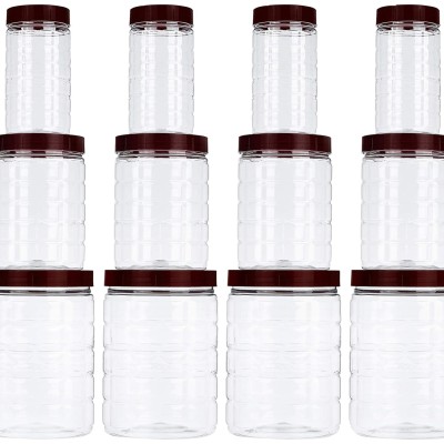 Solimo Checkered Airtight Jar Set of 12, plastic Solimo Checkered Airtight Jar Set of 12, plastic