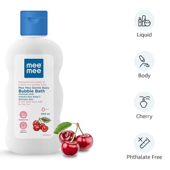 Mee Mee Baby Body Wash | Pk of 1(400ml Each) With Cherry & Fruit Extracts | Tear-Free Formula | Moisturizes and Soothes Skin | Natural Head to Toe Baby Mild Bubble Bath Dermatologically Tested