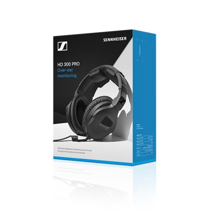 Sennheiser HD 300 PRO Monitoring Headphones | Closed-Back | High Passive Noise Isolation | Detachable Cable | Ideal for Studio Recording, Mixing, Live Sound & Broadcast Applications Sennheiser HD 300 PRO Monitoring Headphones | Closed-Back | High Passive Noise Isolation | Detachable Cable | Ideal for Studio Recording, Mixing, Live Sound & Broadcast Applications