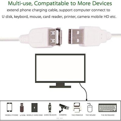 PremiumAV USB 3.0 Extension Moulded Type A Female to Male Cable 3mtr (White, 5 MTR) (MST-789)