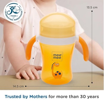 Mee Mee Baby Trainer Sippy Cup | Soft Spout, Leakproof Sipper for Toddlers | Dual Handle for Easy Grip | Non -Toxic, Lightweight & BPA Free, Orange (240 Ml)