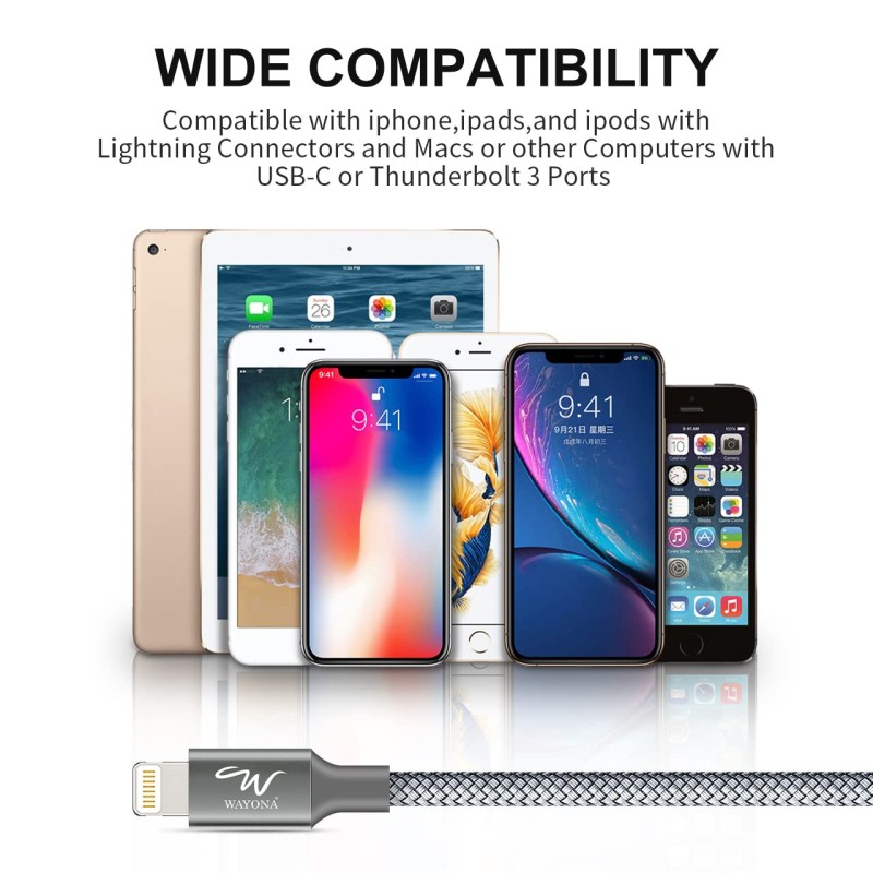 Wayona Nylon Braided (2 Pack) Long Lightning To Usb A Syncing And Fast Charging Data Cable For Iphone, Ipad Tablet (3Ft+6Ft Pack Of 2, Grey) Wayona Nylon Braided (2 Pack) Long Lightning To Usb A Syncing And Fast Charging Data Cable For Iphone, Ipad Tablet (3Ft+6Ft Pack Of 2, Grey)