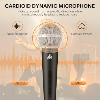 MAONO Dynamic Microphone Wired for Singing, Cordless Karaoke Mic with 9.8FT/3M XLR Cable, with On/Off Switch (AU-WDM01) MAONO Dynamic Microphone Wired for Singing, Cordless Karaoke Mic with 9.8FT/3M XLR Cable, with On/Off Switch (AU-WDM01)