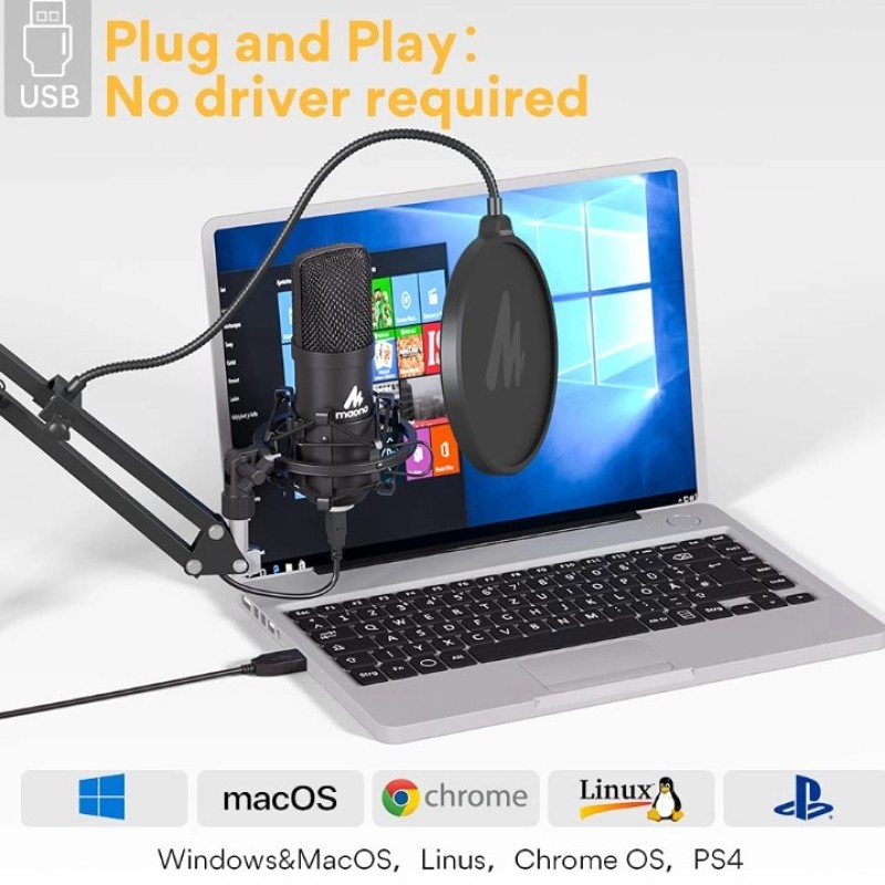 Maono AU-A04 Condenser Microphone Kit (Black) Maono AU-A04 Condenser Microphone Kit (Black)