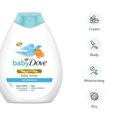 Baby Dove Rich Moisture Nourishing Baby Lotion 400 ml, With Moisturising Cream, Gentle Care for Baby's Soft Skin