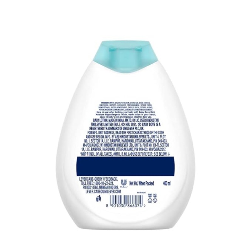 Baby Dove Rich Moisture Nourishing Baby Lotion 400 ml, With Moisturising Cream, Gentle Care for Baby's Soft Skin Baby Dove Rich Moisture Nourishing Baby Lotion 400 ml, With Moisturising Cream, Gentle Care for Baby's Soft Skin