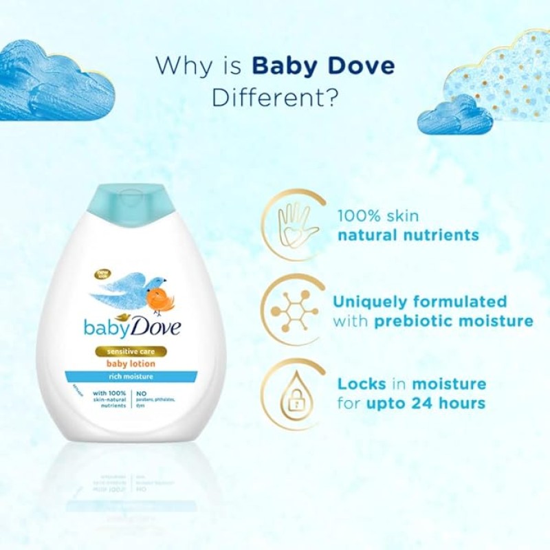 Baby Dove Rich Moisture Nourishing Baby Lotion 400 ml, With Moisturising Cream, Gentle Care for Baby's Soft Skin Baby Dove Rich Moisture Nourishing Baby Lotion 400 ml, With Moisturising Cream, Gentle Care for Baby's Soft Skin