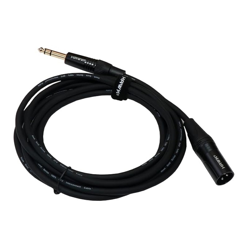 HAWK PROAUDIO SXSG010 Gold Series 6.35mm TRS Male to XLR Male Balanced Interconnect With USB Cable Tie for Monitor - 3 Meter (Black) HAWK PROAUDIO SXSG010 Gold Series 6.35mm TRS Male to XLR Male Balanced Interconnect With USB Cable Tie for Monitor - 3 Meter (Black)
