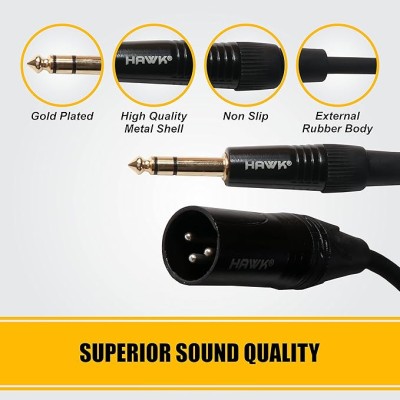 HAWK PROAUDIO SXSG010 Gold Series 6.35mm TRS Male to XLR Male Balanced Interconnect With USB Cable Tie for Monitor - 3 Meter (Black) HAWK PROAUDIO SXSG010 Gold Series 6.35mm TRS Male to XLR Male Balanced Interconnect With USB Cable Tie for Monitor - 3 Meter (Black)