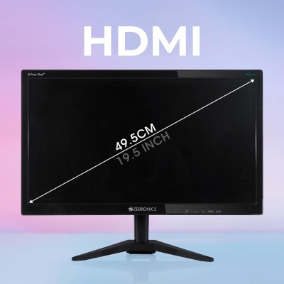ZEBRONICS Zeb-A20HD 19.5 Inch (49.5 cm) 1600 X 900 LED Monitor, HD, HDMI, VGA, 300 nits, HDMI + VGA dual input, Wall mount, 60hz, Slim and Glossy Design, Black ZEBRONICS Zeb-A20HD 19.5 Inch (49.5 cm) 1600 X 900 LED Monitor, HD, HDMI, VGA, 300 nits, HDMI + VGA dual input, Wall mount, 60hz, Slim and Glossy Design, Black